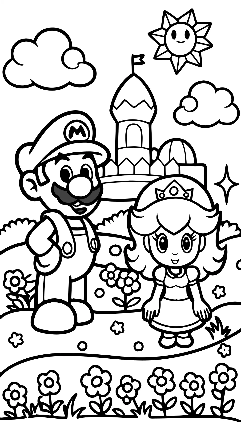 coloriage de pêche à la princesse mario